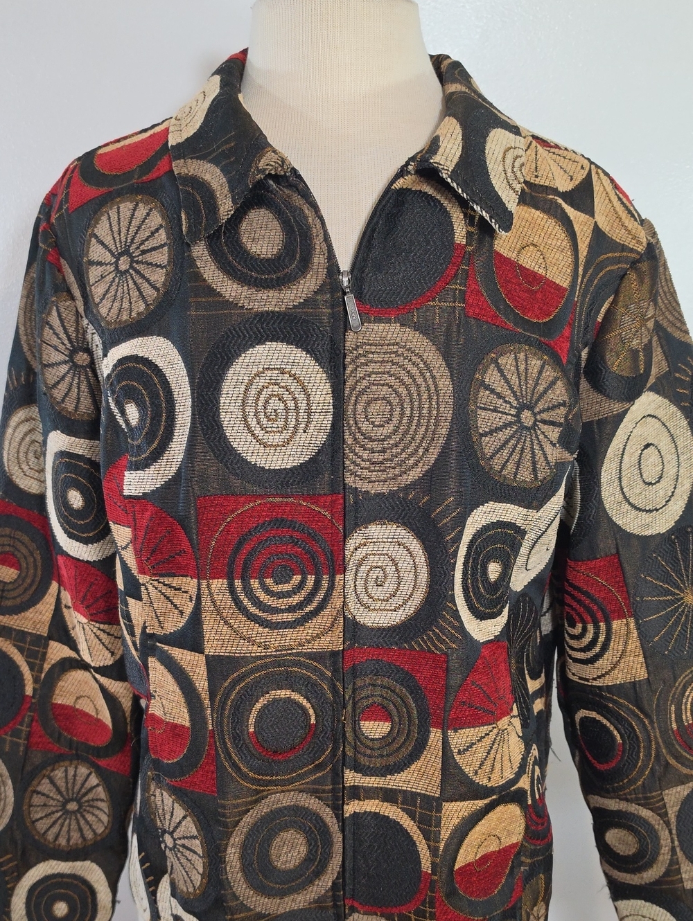 Christopher & Banks Geometric Patterned Zip Front  Jacket XLarge - Picture 2 of 12